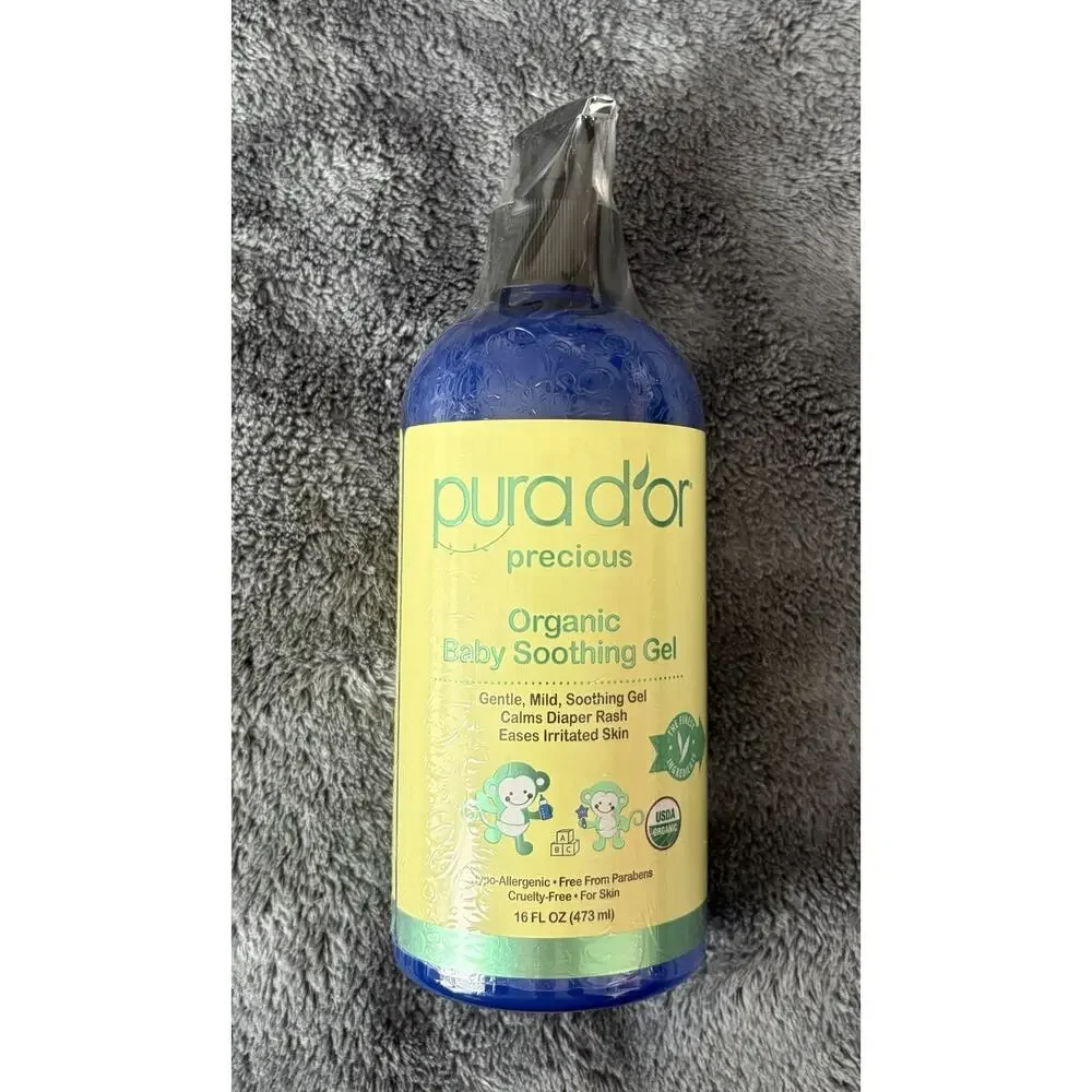 PURA D’OR Precious Organic Baby Soothing Gel Aloe Vera Diaper Rash 16 oz NEW